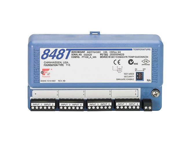 Accepts eight independently configurable RTD, thermocouple, ohm, and millivolt inputs .