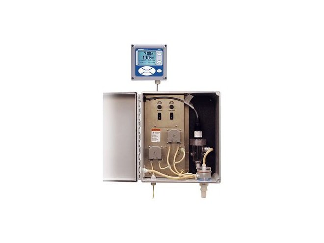 A complete system used to determine total chlorine in water, including seawater.