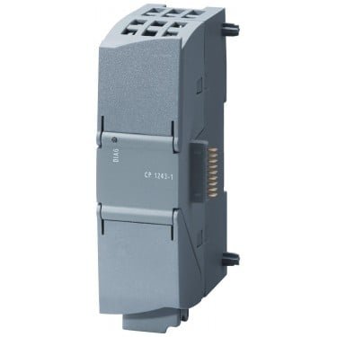Communications processor CP 1243-1 for connection of SIMATIC S7-1200 as additional Ethernet interface and for Connection to control centers via telecontrol protocols (DNP3, IEC 60870, TeleControl Basic), security (Firewall, VPN).