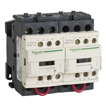 Contactor, Tesys N Contactors, reversing, 3P, 3phase, 27A, 10HP at 460VAC, NEMA size 1, 120VAC 50/60Hz coil, open (Contactor Tesys N Contactors) is a Schneider Electric product. Designed for reliable performance and long service life. Available across Iraq — contact us for pricing and delivery options.