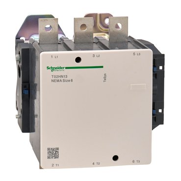 NEMA Contactor, TeSys N, nonreversing, Size 6, 540A, 400HP at 460VAC, 3 pole, 3 phase (NEMA Contactor TeSys N) is a Schneider Electric product. Designed for reliable performance and long service life. Available across Iraq — contact us for pricing and delivery options.