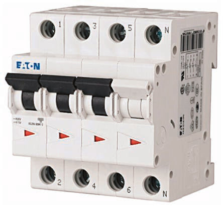 Eaton xEffect FAZ / FAZ6 Miniature Circuit Breaker, 4-Pole, 63A, Type B, 400V ac AC, 6 kA Breaking Capacity