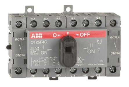 ABB 4-Pole DIN Rail Isolator Switch -, IP20, 25A, 9 kW