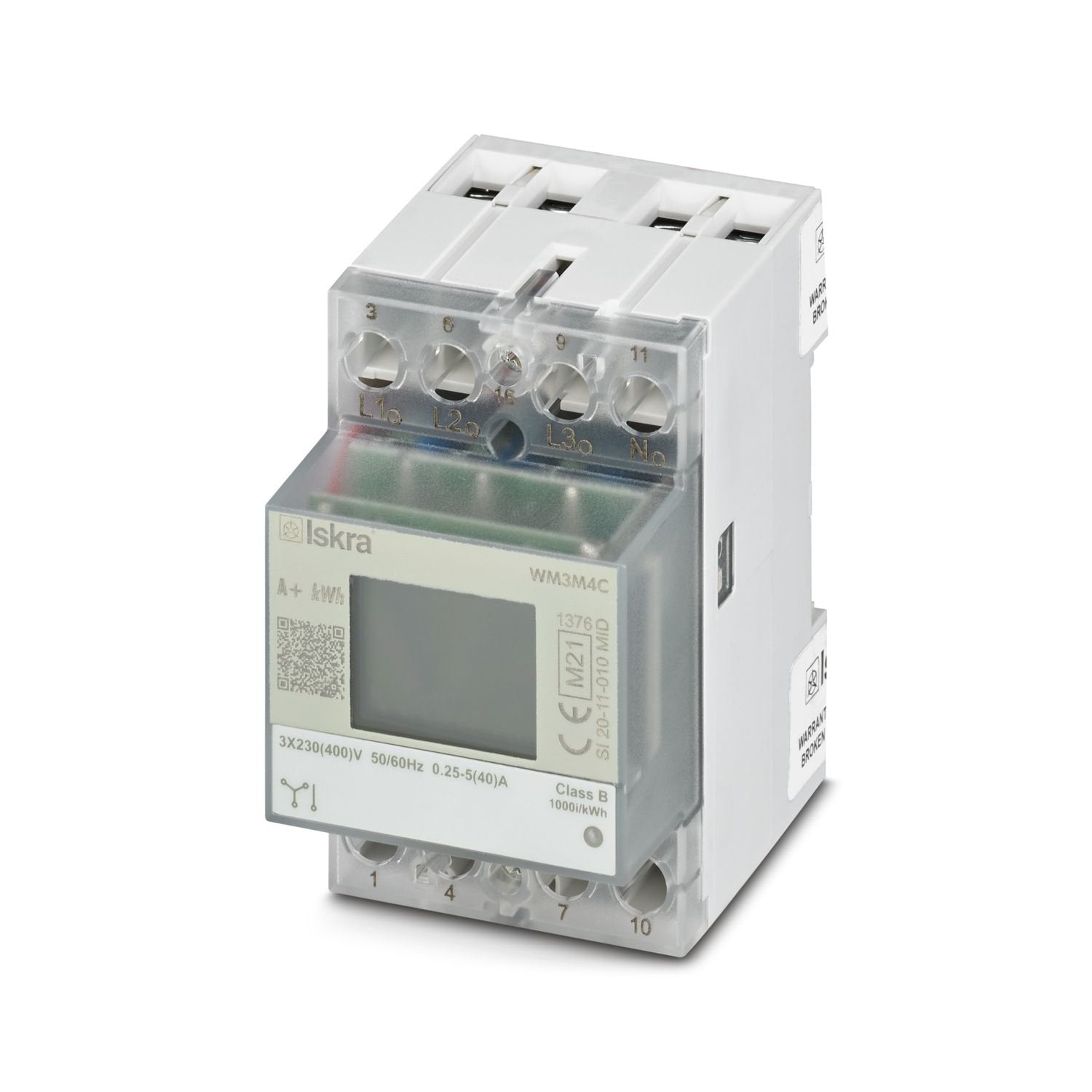 CHARX control modular, 3-phase energy meter for active power measurement with direct measurement in grids of up to 400 V/40 A, with RS-485 interface, certified in accordance with the MID directive