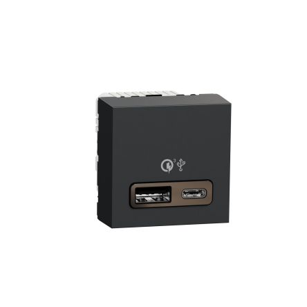 Schneider Electric Unica Anthracite 1 Gang USB Socket, 3.4A, USB Type C, USB Type A