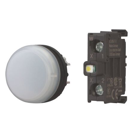 Eaton, M22 White Pilot Indicator, 22.5 mm Cutout, IP69K, IP67, Round