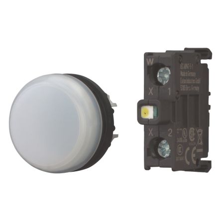Eaton, M22, Base Fixing White LED Indicator, 22 mm Cutout, IP66, IP69K, Round