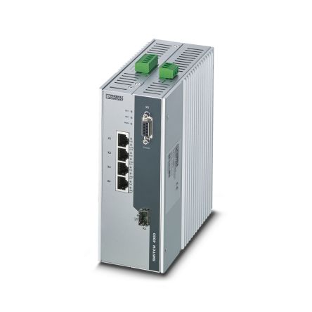 Phoenix Contact FL SWITCH 4000T-4POE-4SFP Series DIN Rail Industrial Ethernet Switch, 4, 1000Mbps Transmission, 55 V dc