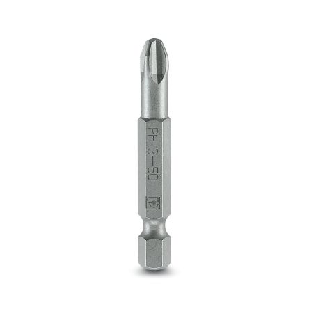 Phoenix Contact Driver Bit, 1/4 in Tip, PH 3 x 50 mm Tip, Phillips Drive, 50 mm Overall 5-Piece