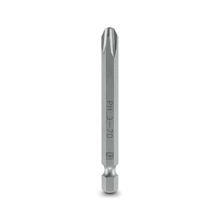 Phoenix Contact Driver Bit, 1/4 in Tip, PH 3 x 70 mm Tip, Phillips Drive, 70 mm Overall 5-Piece