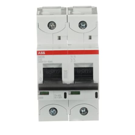 ABB S800S Miniature Circuit Breaker, 2-Pole, 25A, Type D, 240V ac AC, 50 kA Breaking Capacity
