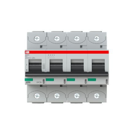 ABB S804C Miniature Circuit Breaker, 4-Pole, 13A, Type C, 415V ac AC, 25 kA Breaking Capacity
