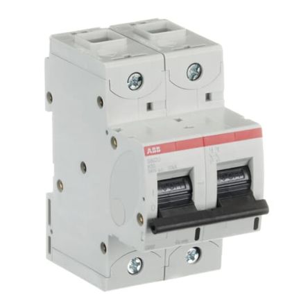 ABB S800U Miniature Circuit Breaker, 2-Pole, 50A, Type K, 240V ac AC, 50 kA Breaking Capacity