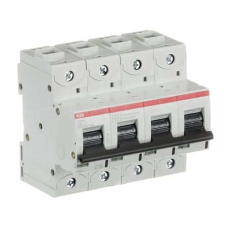 ABB S804C Miniature Circuit Breaker, 4-Pole, 20A, Type K, 415V ac AC, 440 V dc DC, 25 kA Breaking Capacity