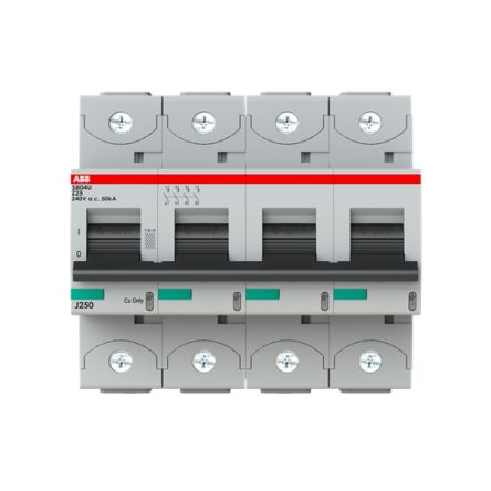 ABB S800U Miniature Circuit Breaker, 4-Pole, 25A, Type Z, 240V ac AC, 50 kA Breaking Capacity