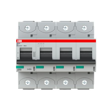 ABB S804S Miniature Circuit Breaker, 4-Pole, 8A, Type C, 690V ac AC, 50 kA Breaking Capacity