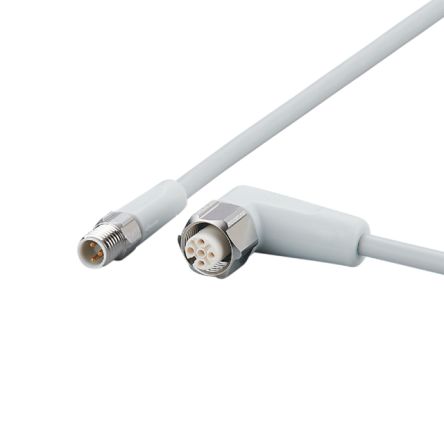ifm electronic Male 3 way Straight to Female 5 way M12 Communication Cable, 5 m