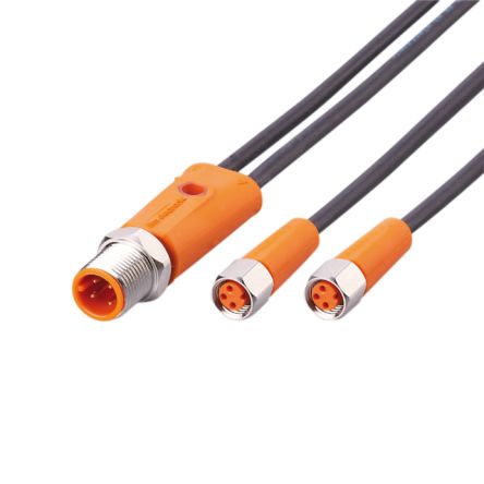 ifm electronic Male 1 way Straight to Female 2 way Straight Sensor Actuator Cable, 120 mm