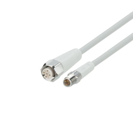 ifm electronic Male 4 way Straight to Female 5 way Straight Communication Cable, 300 mm