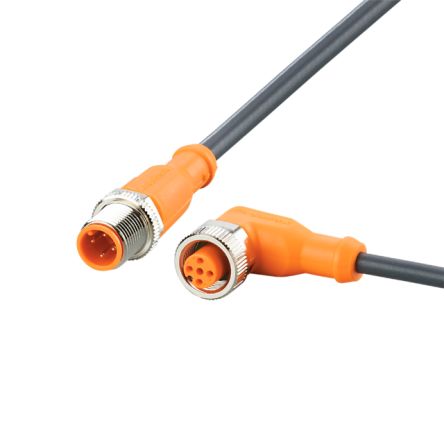 ifm electronic Male 4 way Straight to Female 5 way M12 Communication Cable, 5.5 m