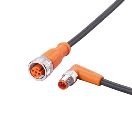 ifm electronic Male 3 way Right Angle to Female 5 way Straight Communication Cable, 1 m