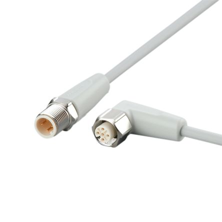 ifm electronic Male 4 way Straight to Female 5 way M12 Communication Cable, 1 m