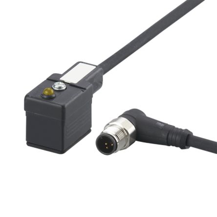 ifm electronic Male 1 way Right Angle to Female 1 way Valve Connector Actuator/Sensor Cable, 300 mm