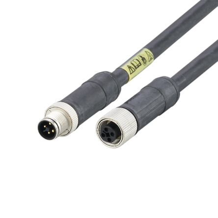 ifm electronic, 500 mm 4 Core Power Cable, Black Polyurethane 85 °C