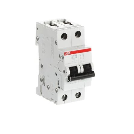 ABB System Pro M Compact S200M Miniature Circuit Breaker, 2-Pole, 32A, Type K, 400V ac AC, 125 V dc DC, 15 kA Breaking