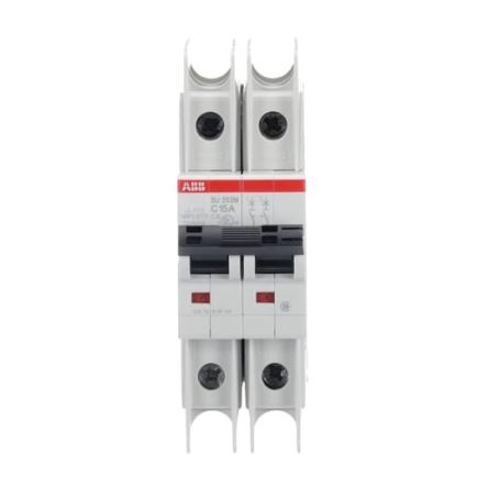 ABB SU200 M Miniature Circuit Breaker, 2-Pole, 15A, Type C, 440V ac AC, 96 V dc DC, 15 kA Breaking Capacity
