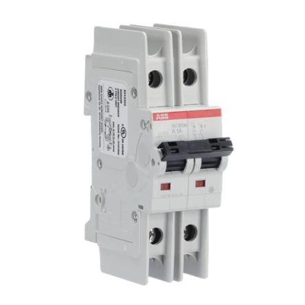 ABB SU200 M Miniature Circuit Breaker, 2-Pole, 1A, Type K, 440V ac AC, 96 V dc DC, 15 kA Breaking Capacity