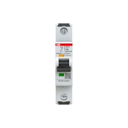 ABB System Pro M Compact S300P Miniature Circuit Breaker, 1-Pole, 8A, Type Z, 240V ac AC, 72 V dc DC, 25 kA Breaking