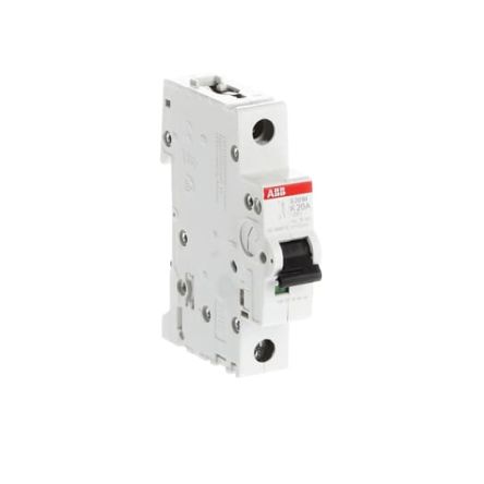 ABB System Pro M Compact S200M Miniature Circuit Breaker, 1-Pole, 20A, Type K, 400V ac AC, 72 V dc DC, 15 kA Breaking