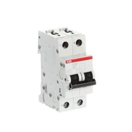 ABB System Pro M Compact S200 M UC Miniature Circuit Breaker, 2-Pole, 1.6A, Type C, 400V ac AC, 440 V dc DC, 10 kA