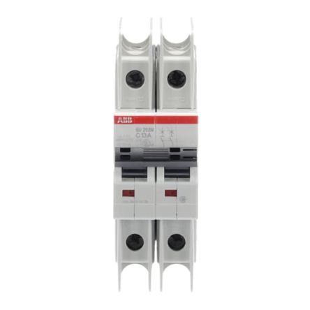 ABB SU200 M SU200 M Miniature Circuit Breaker, 2-Pole, 13A, Type C, 440V ac AC, 96 V dc DC, 15 kA Breaking Capacity