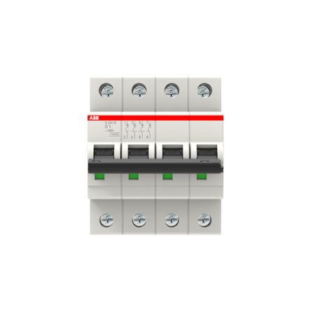 ABB System Pro M Compact S200M Miniature Circuit Breaker, 4-Pole, 1A, Type D, 400V ac AC, 125 V dc DC, 15 kA Breaking