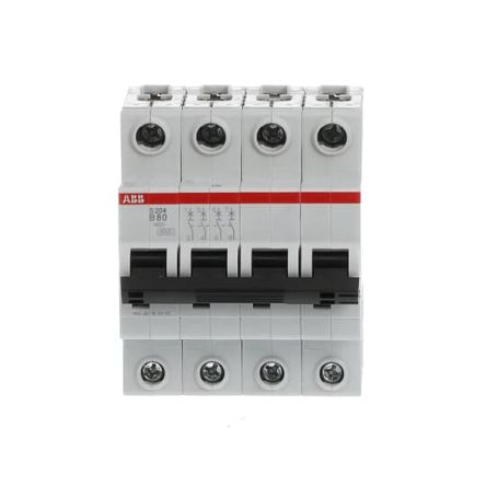 ABB System Pro M Compact S200 Miniature Circuit Breaker, 4-Pole, 80A, Type B, 400V ac AC, 6 kA Breaking Capacity