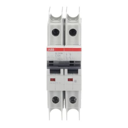 ABB SU200 M Miniature Circuit Breaker, 2-Pole, 5A, Type C, 440V ac AC, 96 V dc DC, 15 kA Breaking Capacity