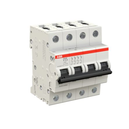 ABB System Pro M Compact S200M Miniature Circuit Breaker, 4-Pole, 13A, Type K, 400V ac AC, 125 V dc DC, 15 kA Breaking