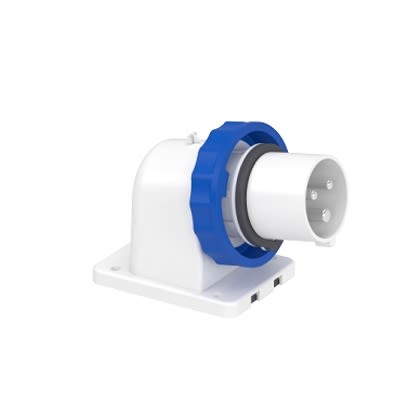 Schneider Electric, 8385 IP67 Grey Panel Mount Mount 2P+PE Angled Industrial Power Connector, 16A, 250V ac