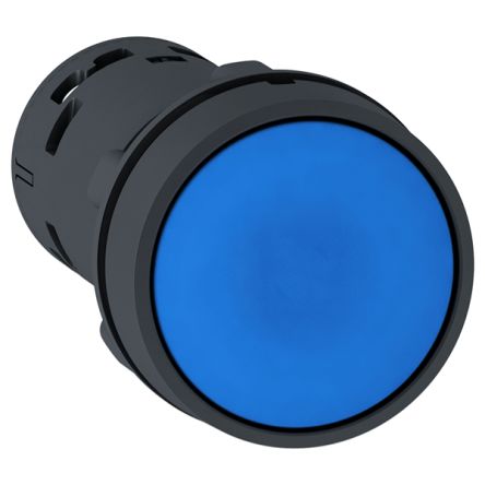 Schneider Electric Harmony XB7 Series Push Button Switch, Spring Return, Panel, 22.5 mm Cutout, 1 NO/1 NC, Blue LED,