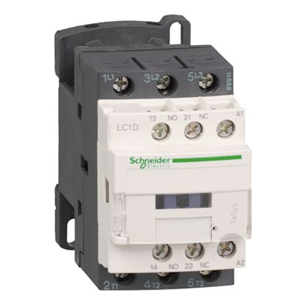 Schneider Electric LC1D Contactor, 24V ac Coil, 3-Pole, 9 A, 5.5 kW 24V ac, 3 NO, 690V ac