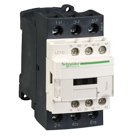 Schneider Electric LC1D Contactor, 72V dc Coil, 3-Pole, 38 A, 18.5 kW 72V dc, 3 NO, 690V ac