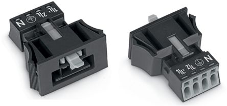 WAGO 890 Series Snap-in Male Lighting Connector Male Push-in, 4-Pole, 16A, 4-Way, IP40, IP20