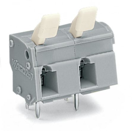 WAGO 257 Series PCB Connector, 2-Contact, 10.16 mm Pitch, Through Hole, 1 Row