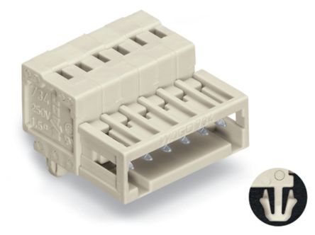 WAGO 734 Series Cable Male Lighting Connector Male Cage Clamp, 3-Pole, 10A, 3-Way, IP20
