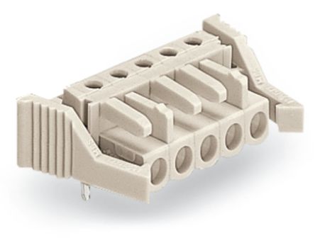 WAGO 722 Series Angled PCB PCB Header, 5-Contact, 1 Row, 5 mm Pitch Solder