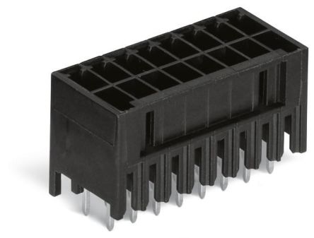 WAGO 713 Series Straight Through Hole Header, 16 Contact(s), 3.5 mm Pitch, 2 Row, Shrouded