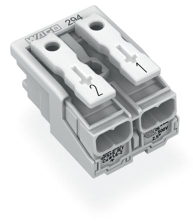 WAGO 294 Series Plug-in Male Lighting Connector Male Push-in, 2-Pole, 24A, 2-Way