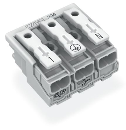 WAGO 294 Series Plug-in Male Lighting Connector Male Push-in, 3-Pole, 24A, 3-Way